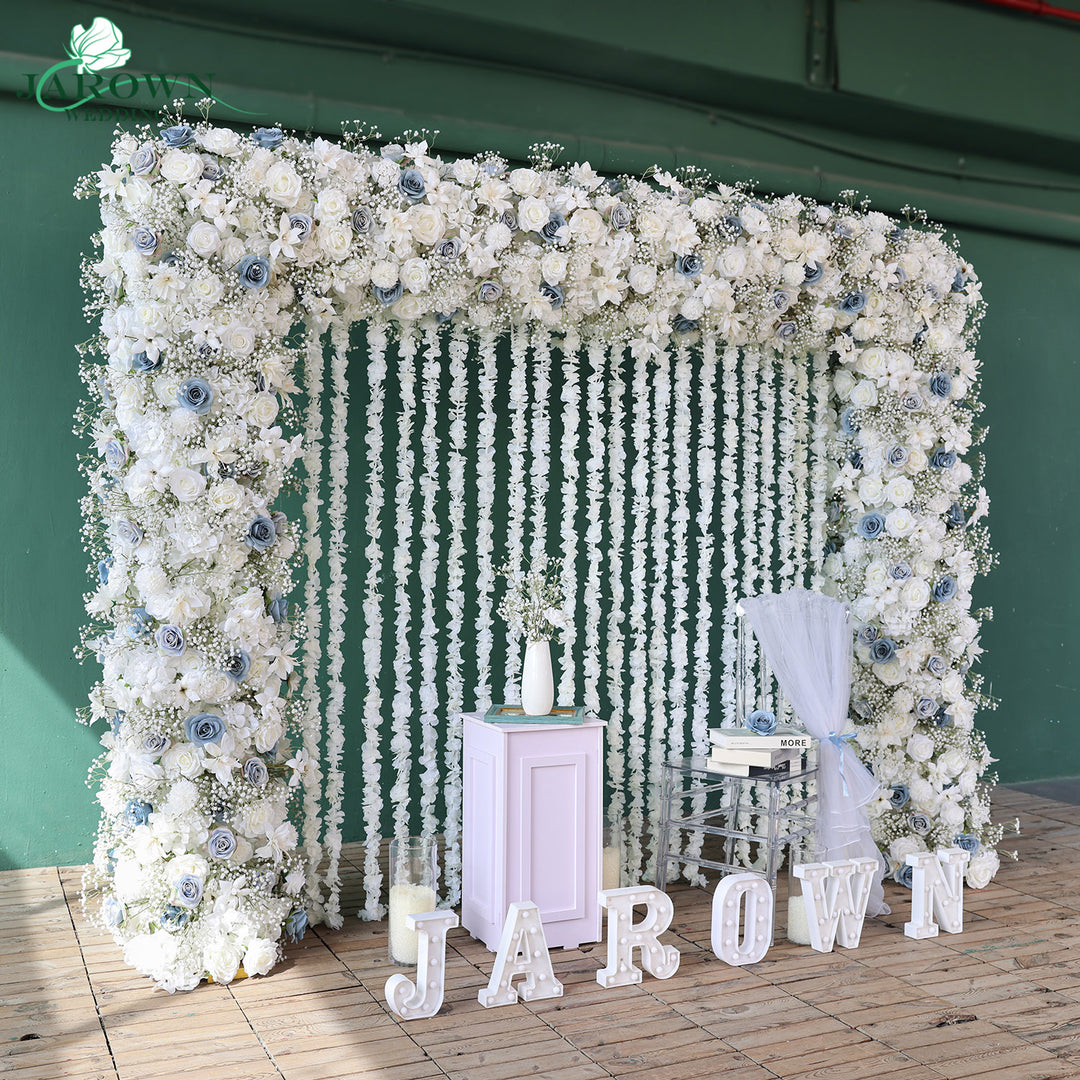 Double-Sided Rectangular Flower Arch in White/Blue
