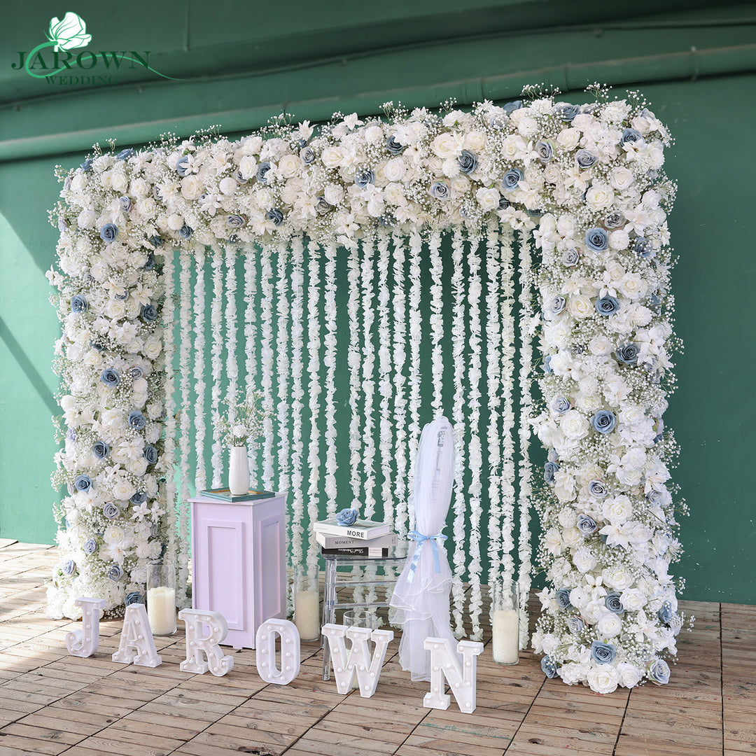 Double-Sided Rectangular Flower Arch in White/Blue