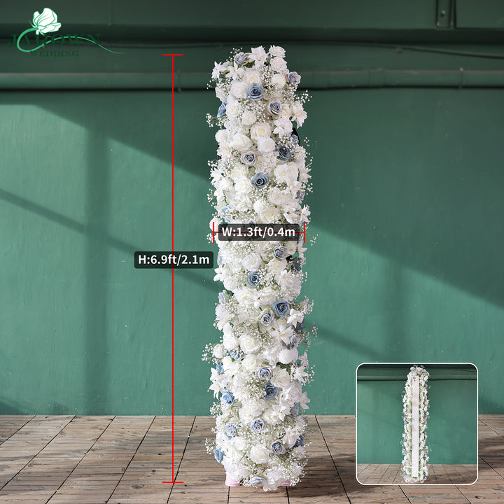 Double-Sided Rectangular Flower Arch in White/Blue