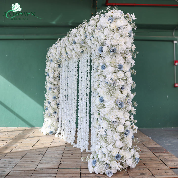 Double-Sided Rectangular Flower Arch in White/Blue