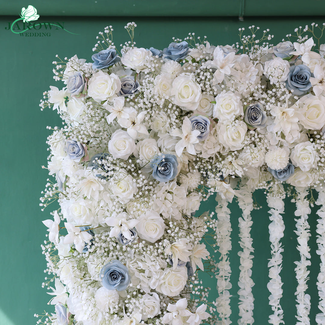 Double-Sided Rectangular Flower Arch in White/Blue