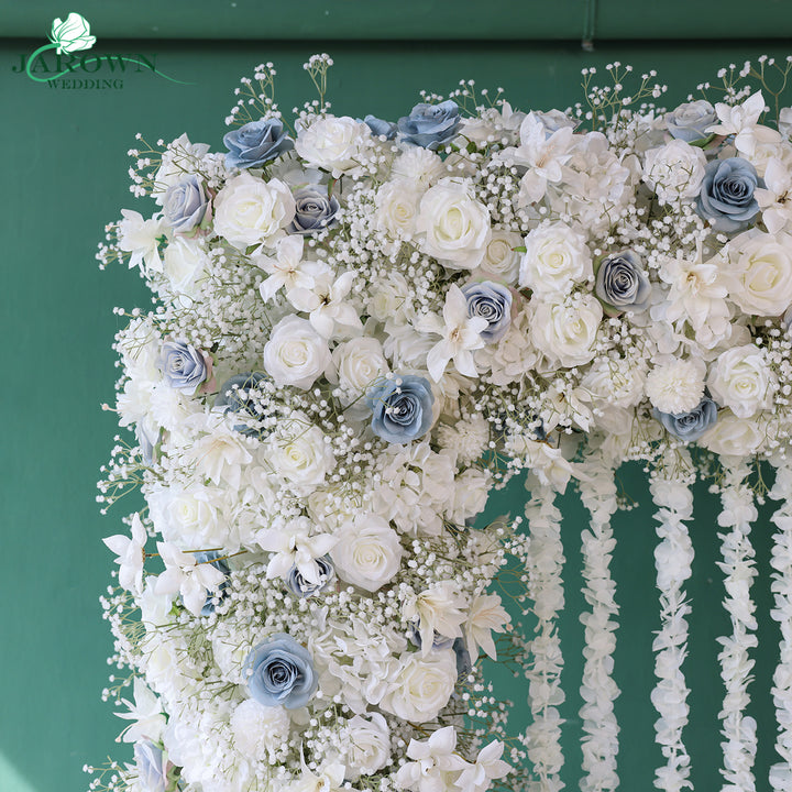 Double-Sided Rectangular Flower Arch in White/Blue