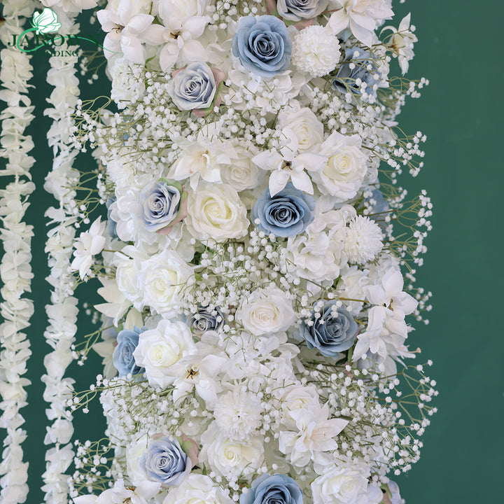 Double-Sided Rectangular Flower Arch in White/Blue