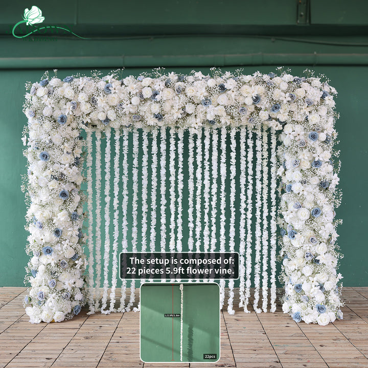 Double-Sided Rectangular Flower Arch in White/Blue
