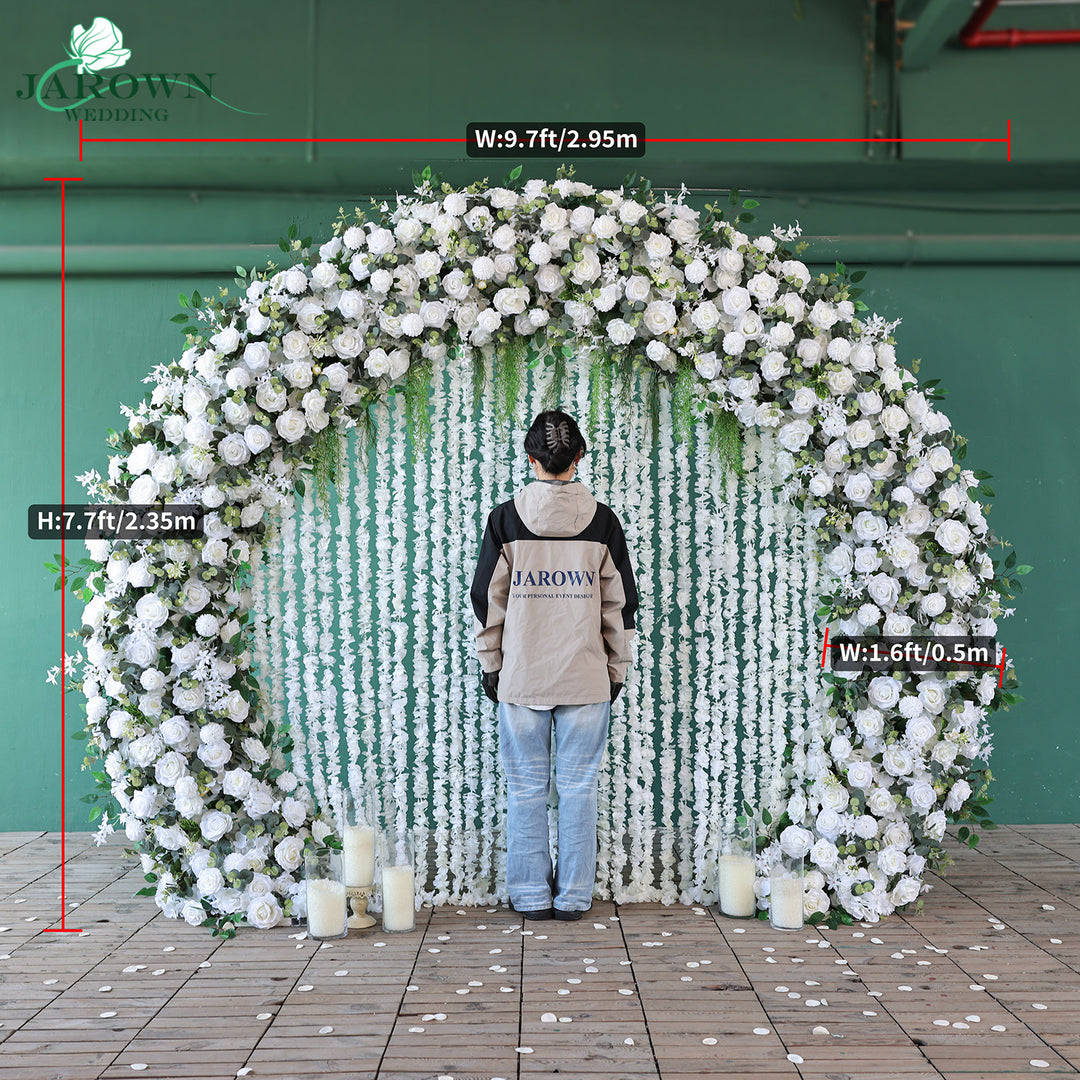 Double-Sided Round Flower Arch in Green/White