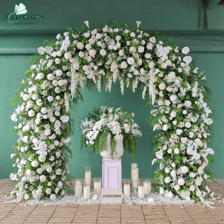 Double-Sided Round Flower Arch in Green/White