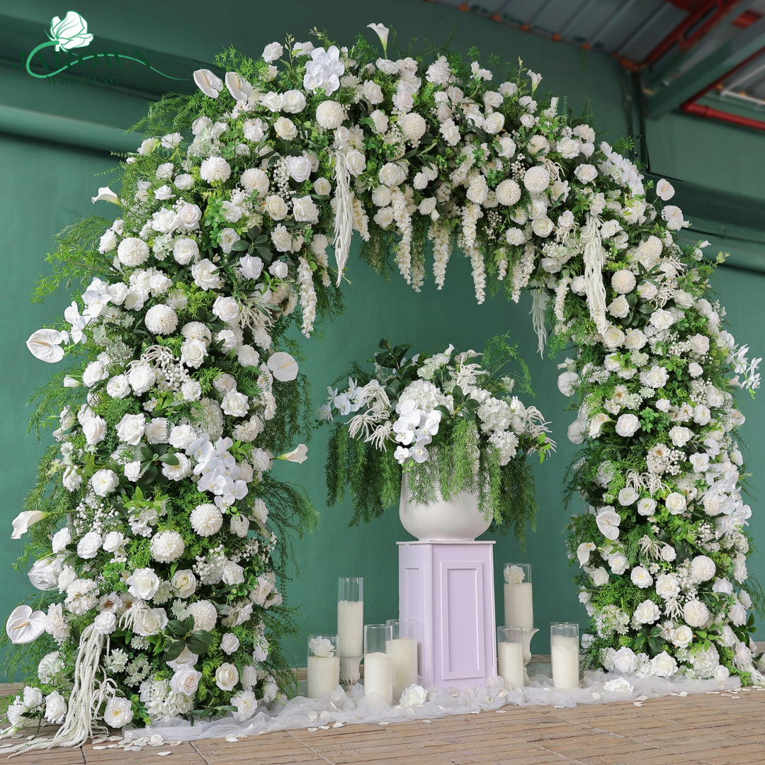 Double-Sided Round Flower Arch in Green/White