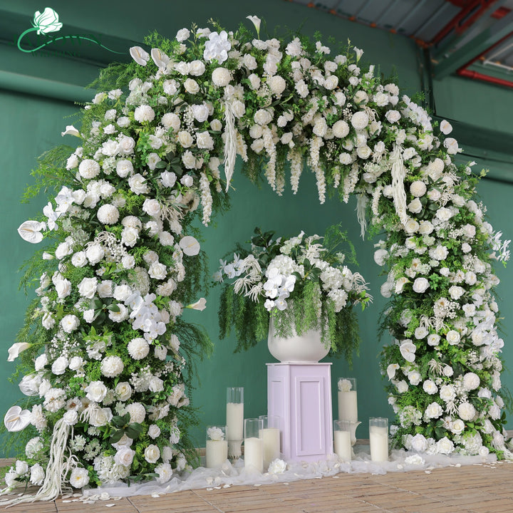 Double-Sided Round Flower Arch in Green/White