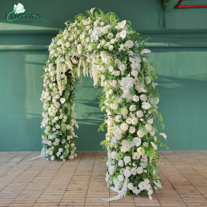 Double-Sided Round Flower Arch in Green/White