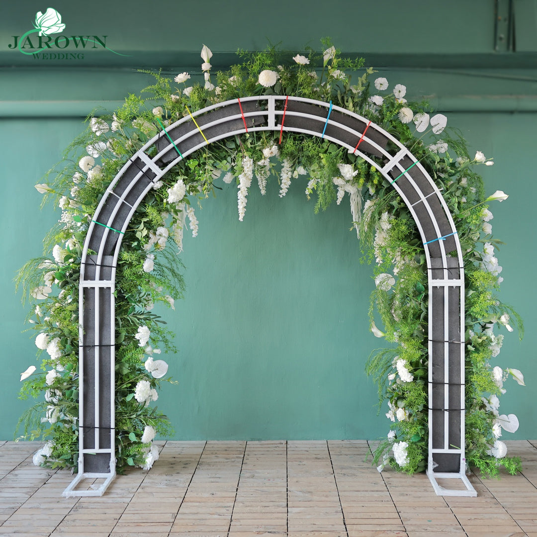Double-Sided Round Flower Arch in Green/White
