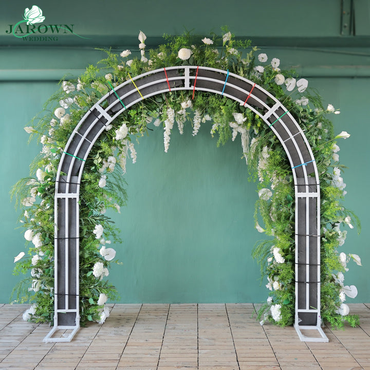 Double-Sided Round Flower Arch in Green/White
