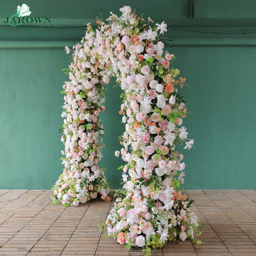 Double-Sided Round Flower Arch in Pink/White/Green