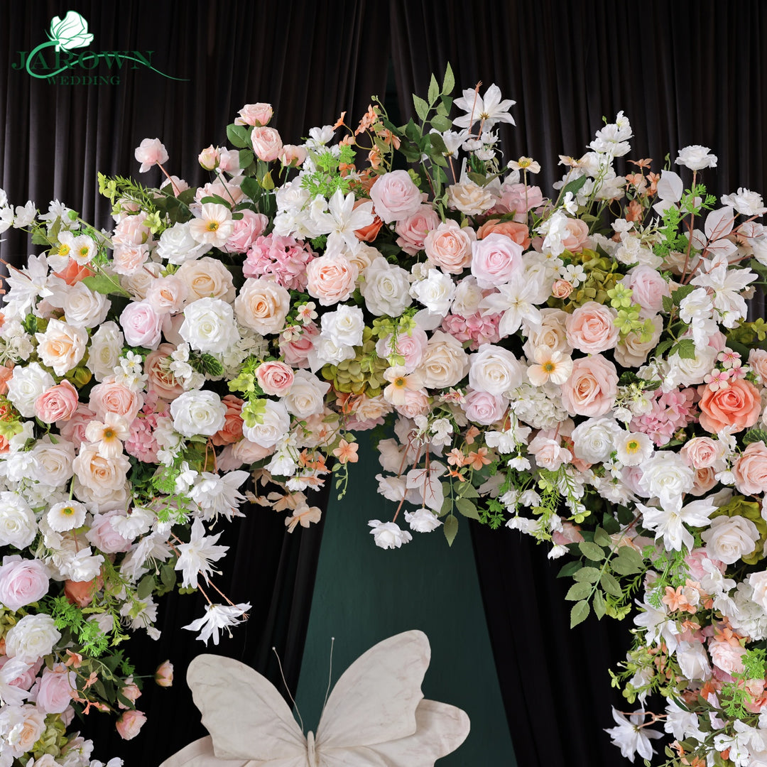 Double-Sided Round Flower Arch in Pink/White/Green