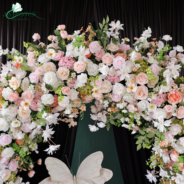 Double-Sided Round Flower Arch in Pink/White/Green