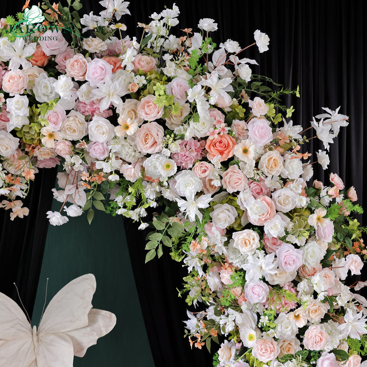 Double-Sided Round Flower Arch in Pink/White/Green