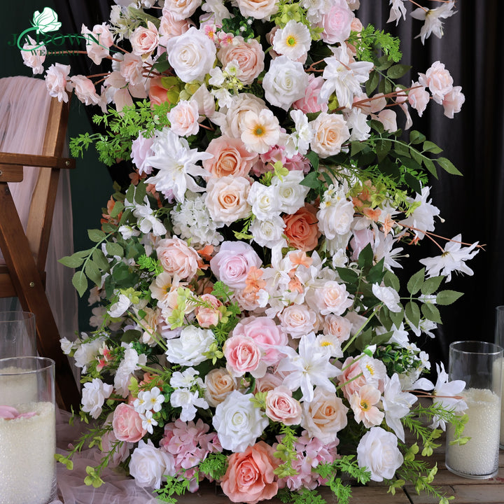 Double-Sided Round Flower Arch in Pink/White/Green