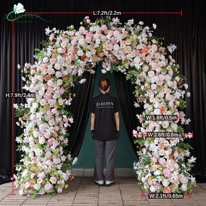 Double-Sided Round Flower Arch in Pink/White/Green