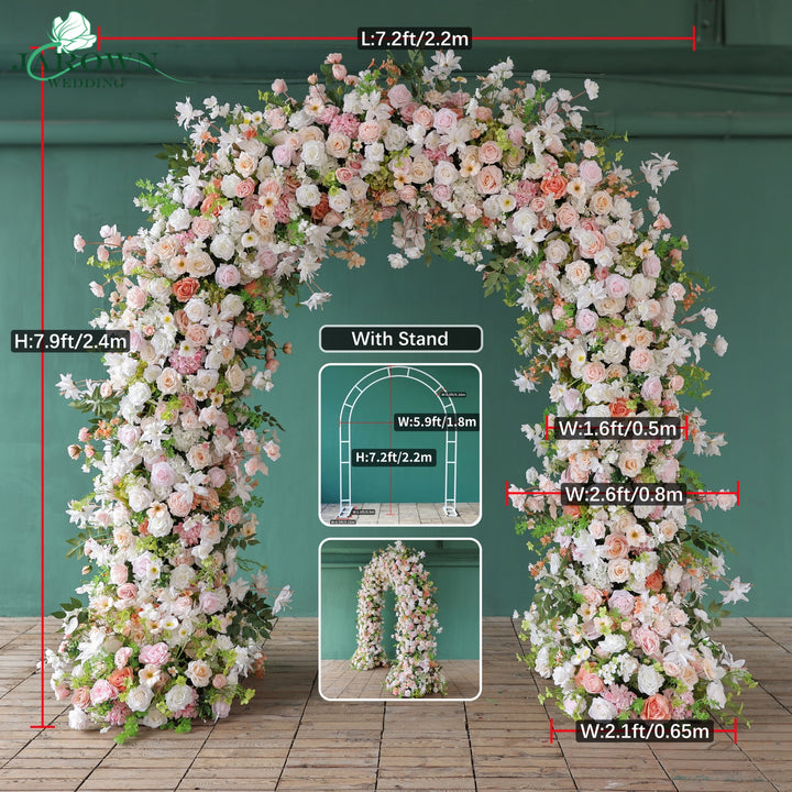 Double-Sided Round Flower Arch in Pink/White/Green