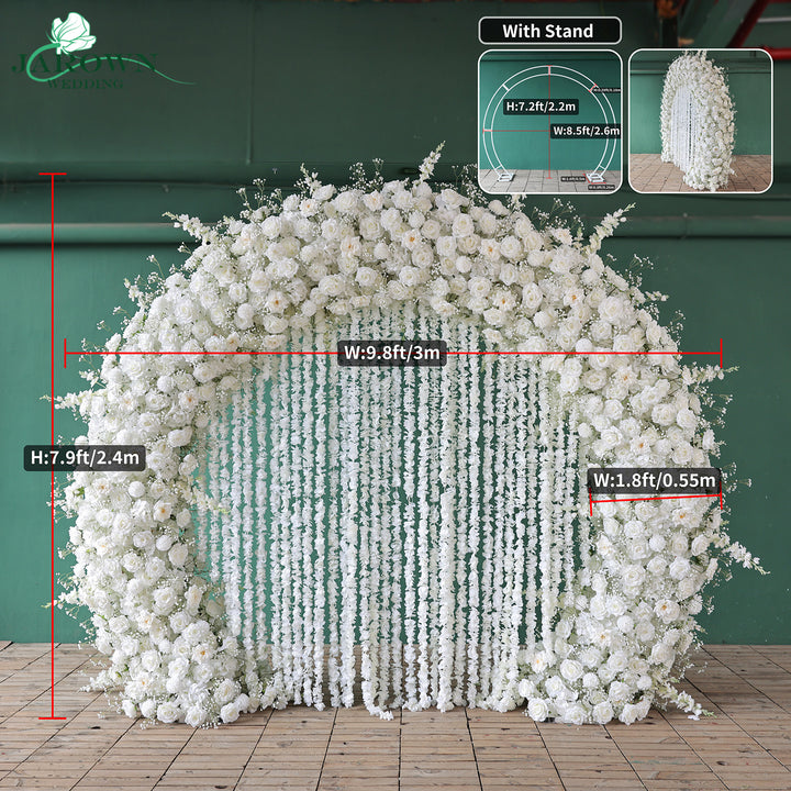 Double-Sided Round Flower Arch in White
