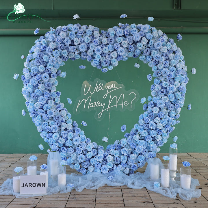 Heart-Shaped Flower Arch in Blue