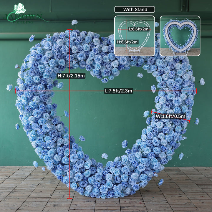 Heart-Shaped Flower Arch in Blue