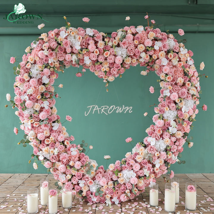 Heart-Shaped Flower Arch in Pink/White/Champagne