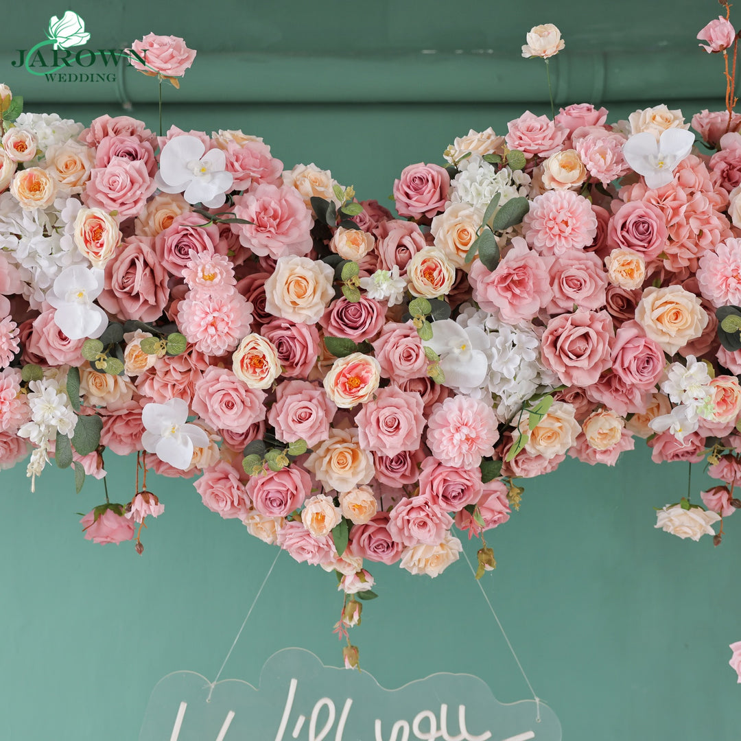 Heart-Shaped Flower Arch in Pink/White/Champagne