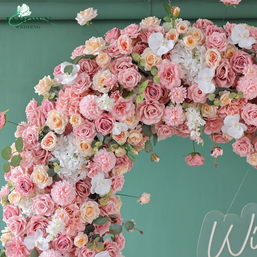 Heart-Shaped Flower Arch in Pink/White/Champagne