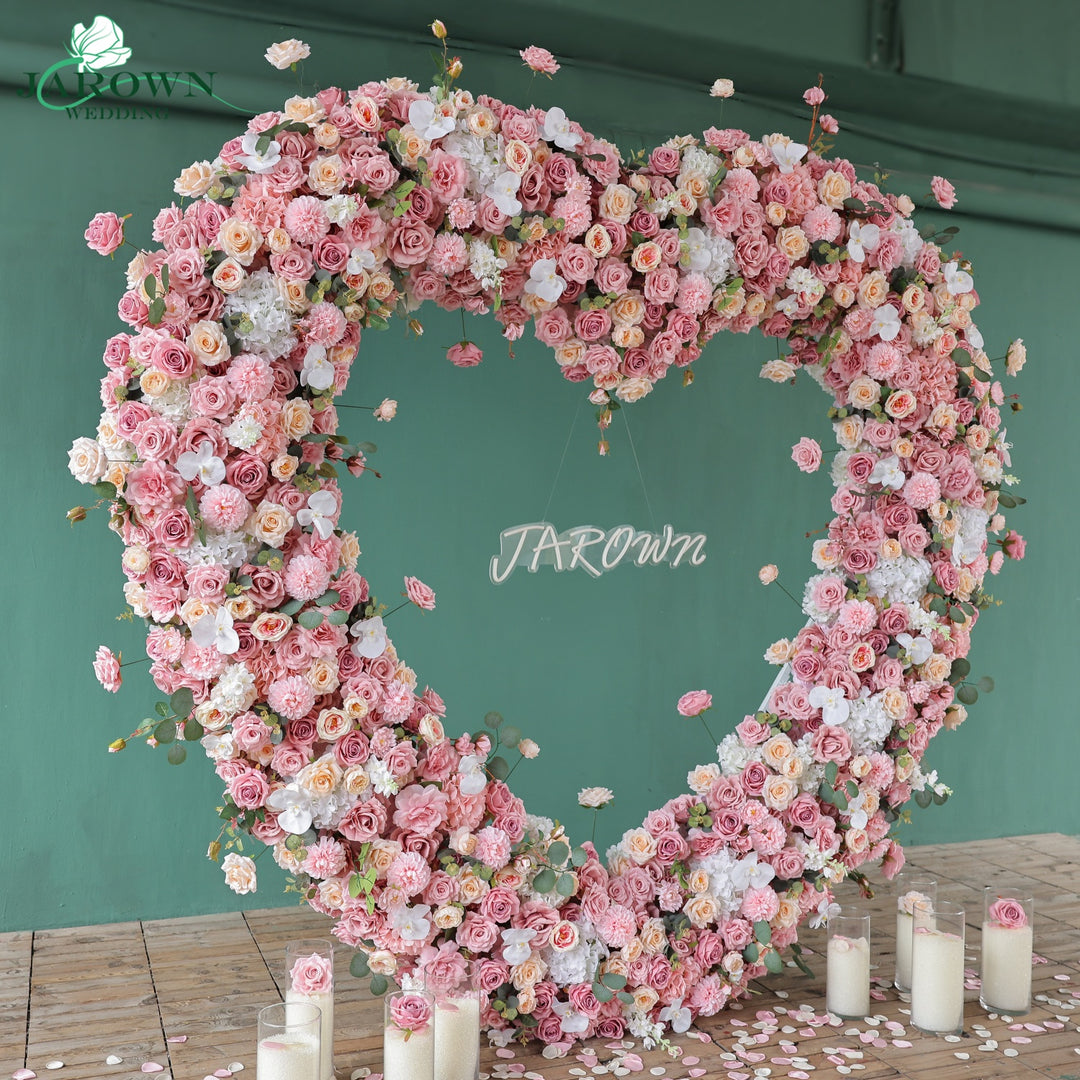Heart-Shaped Flower Arch in Pink/White/Champagne