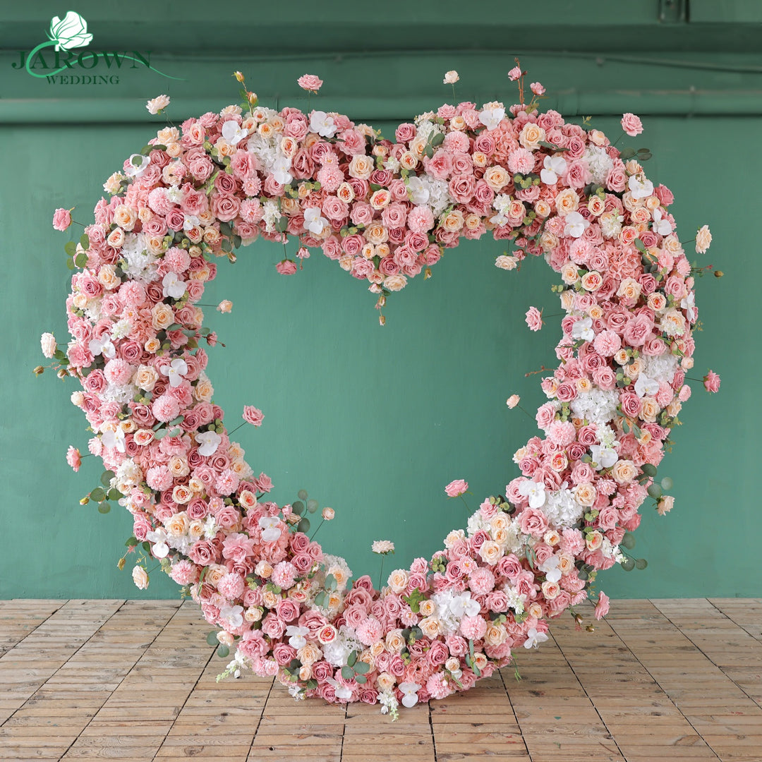 Heart-Shaped Flower Arch in Pink/White/Champagne