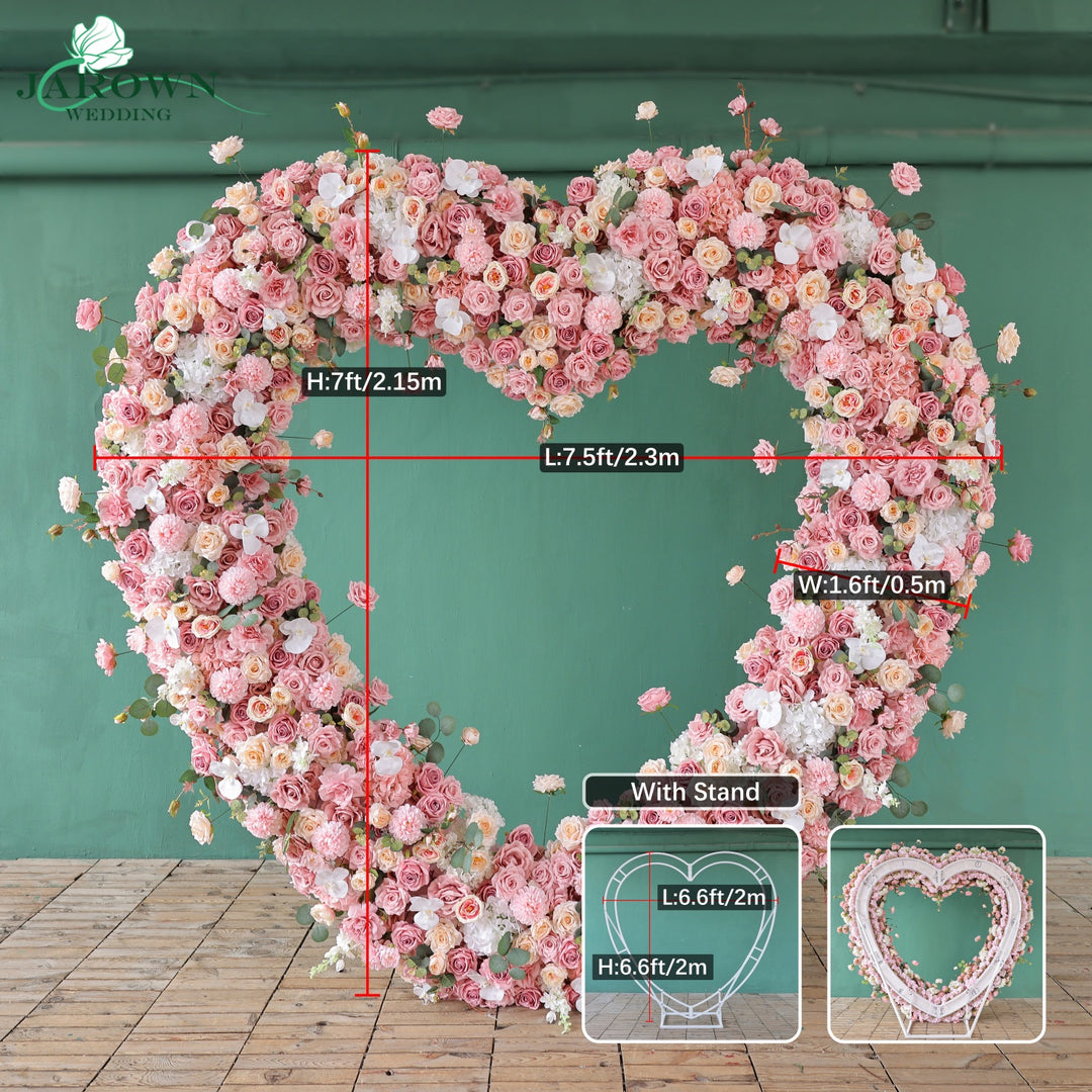 Heart-Shaped Flower Arch in Pink/White/Champagne