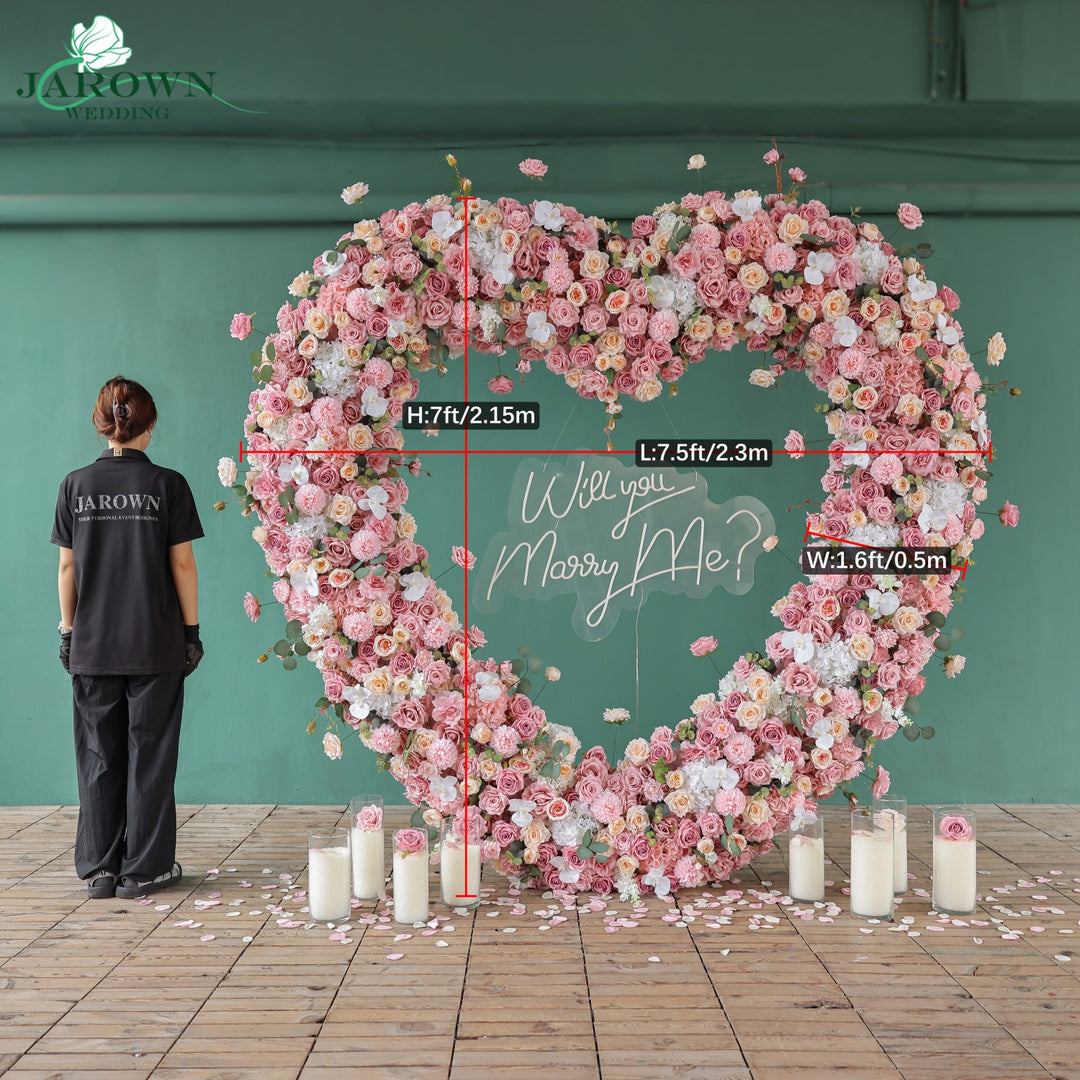 Heart-Shaped Flower Arch in Pink/White/Champagne