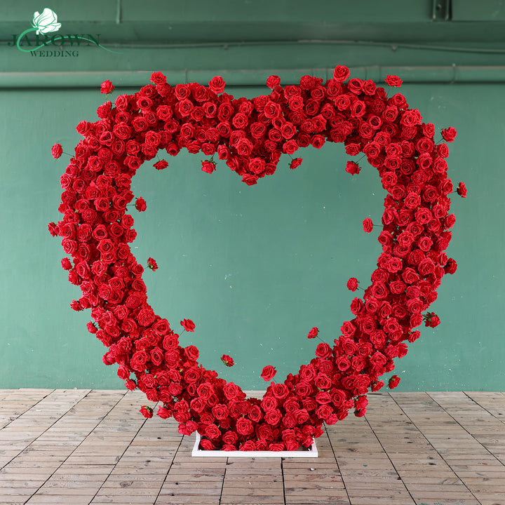 Heart-Shaped Flower Arch in Red