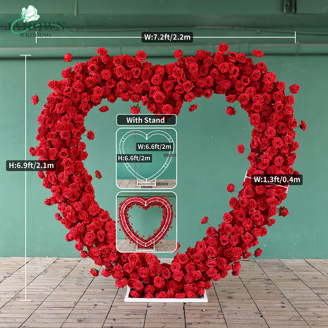 Heart-Shaped Flower Arch in Red
