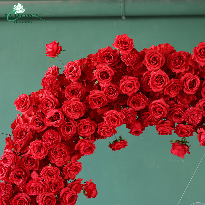Heart-Shaped Flower Arch in Red
