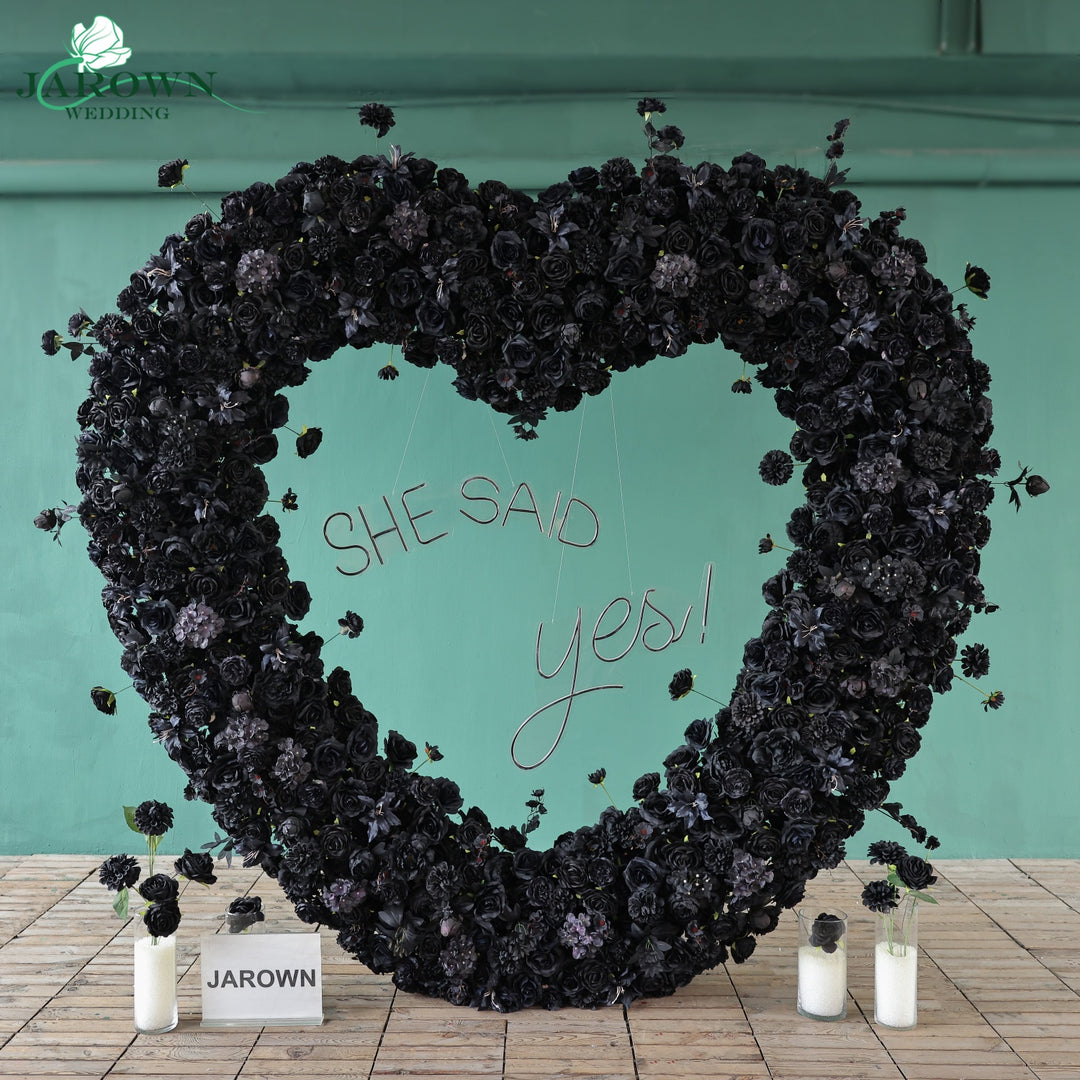 Heart-Shaped Flower Arch in Black