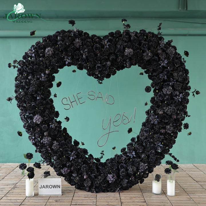 Heart-Shaped Flower Arch in Black