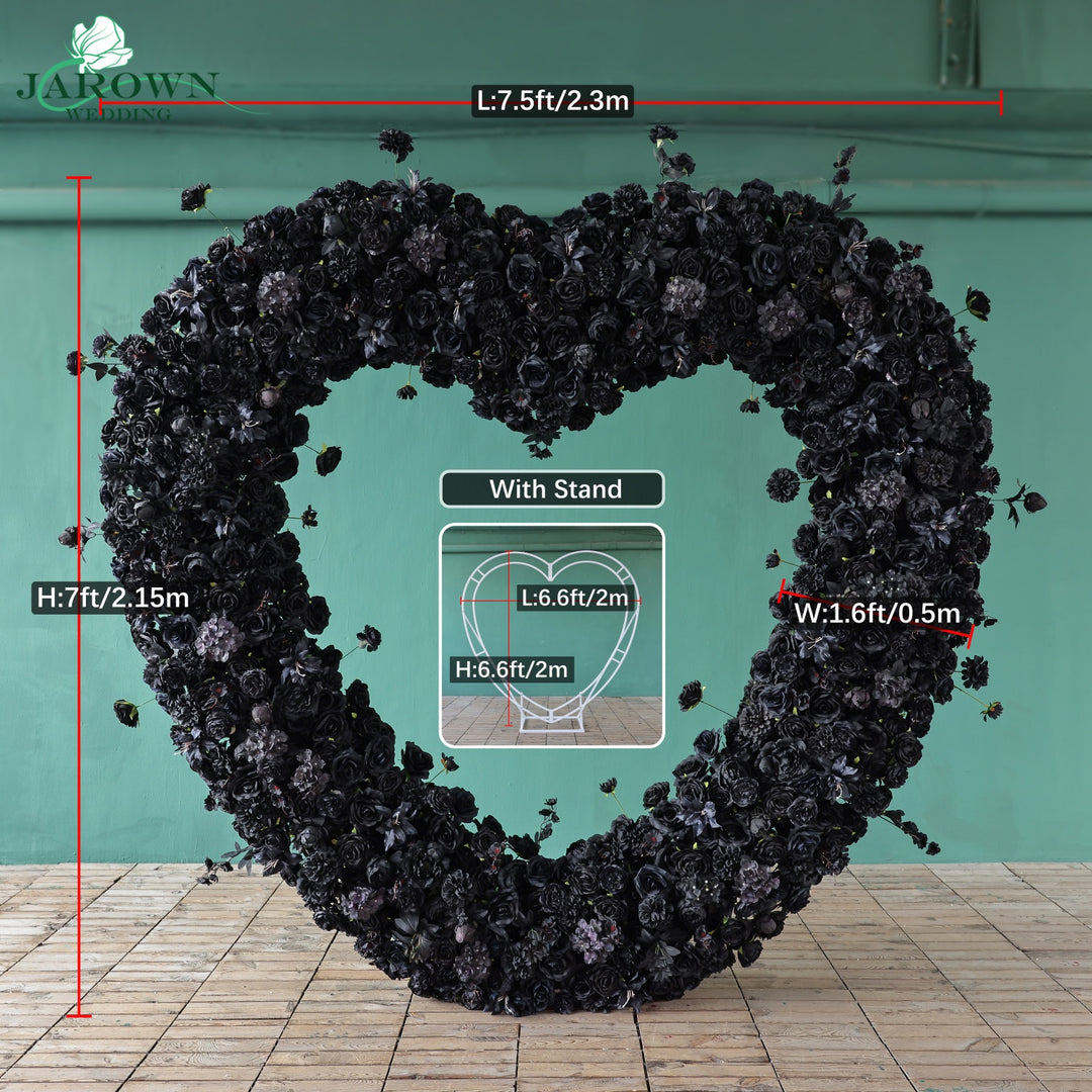 Heart-Shaped Flower Arch in Black