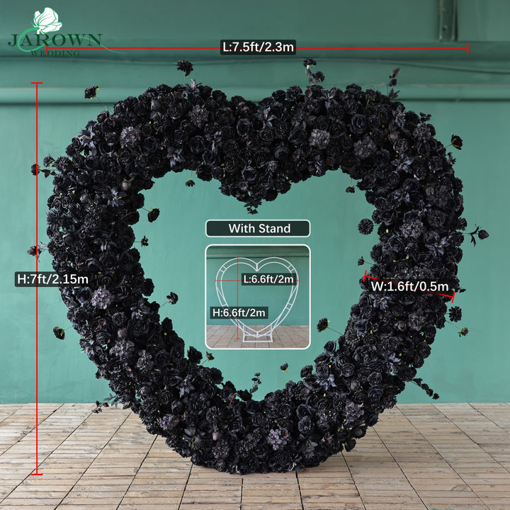 Heart-Shaped Flower Arch in Black