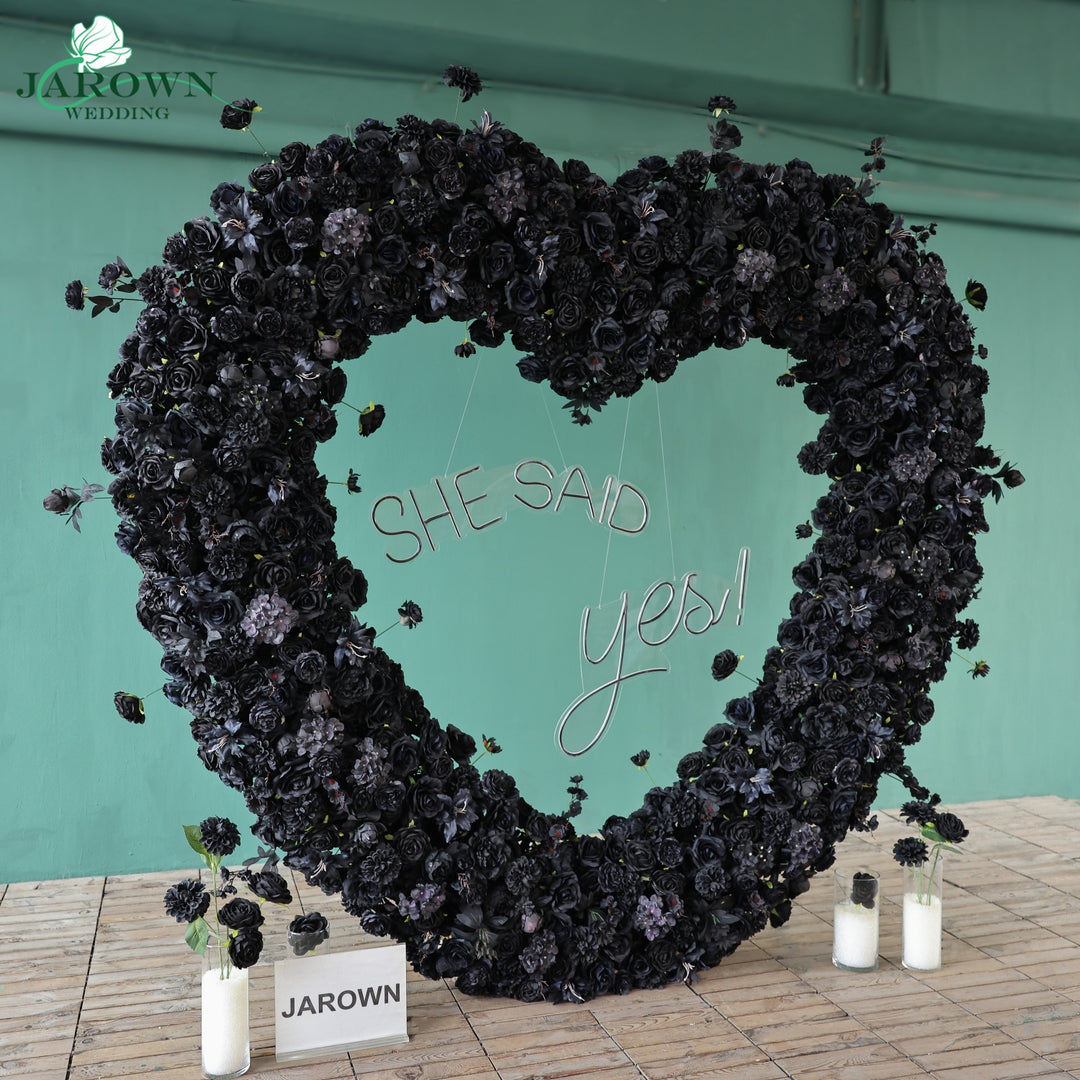 Heart-Shaped Flower Arch in Black