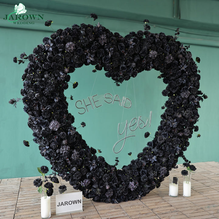 Heart-Shaped Flower Arch in Black