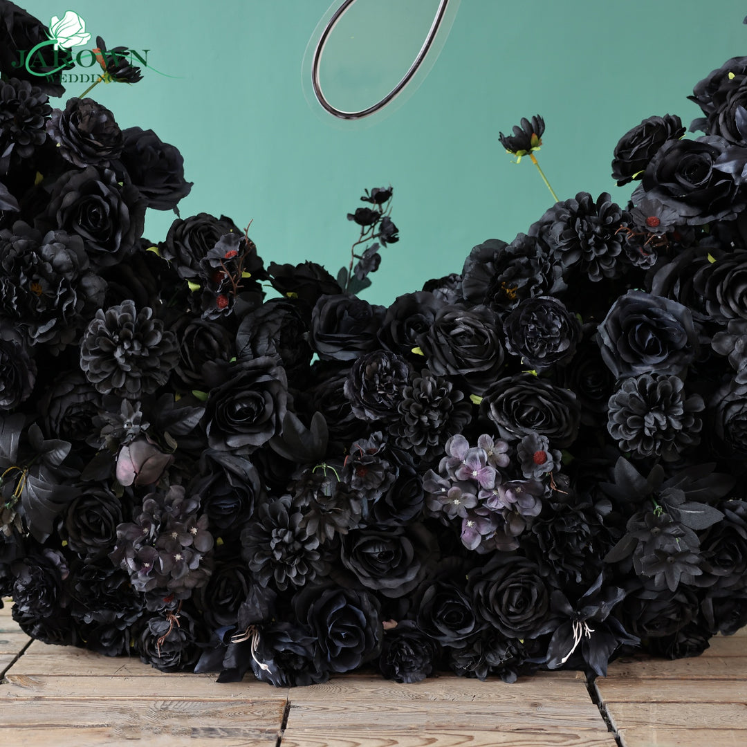 Heart-Shaped Flower Arch in Black
