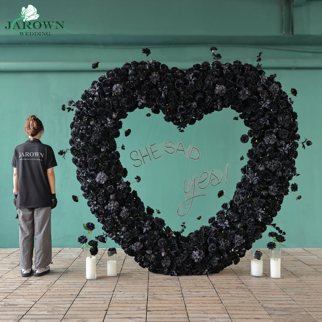 Heart-Shaped Flower Arch in Black