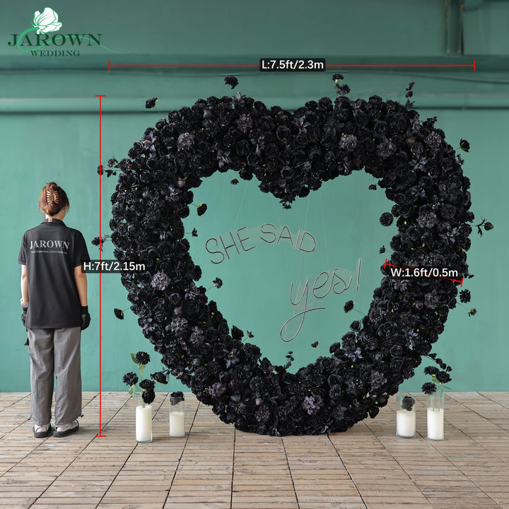 Heart-Shaped Flower Arch in Black