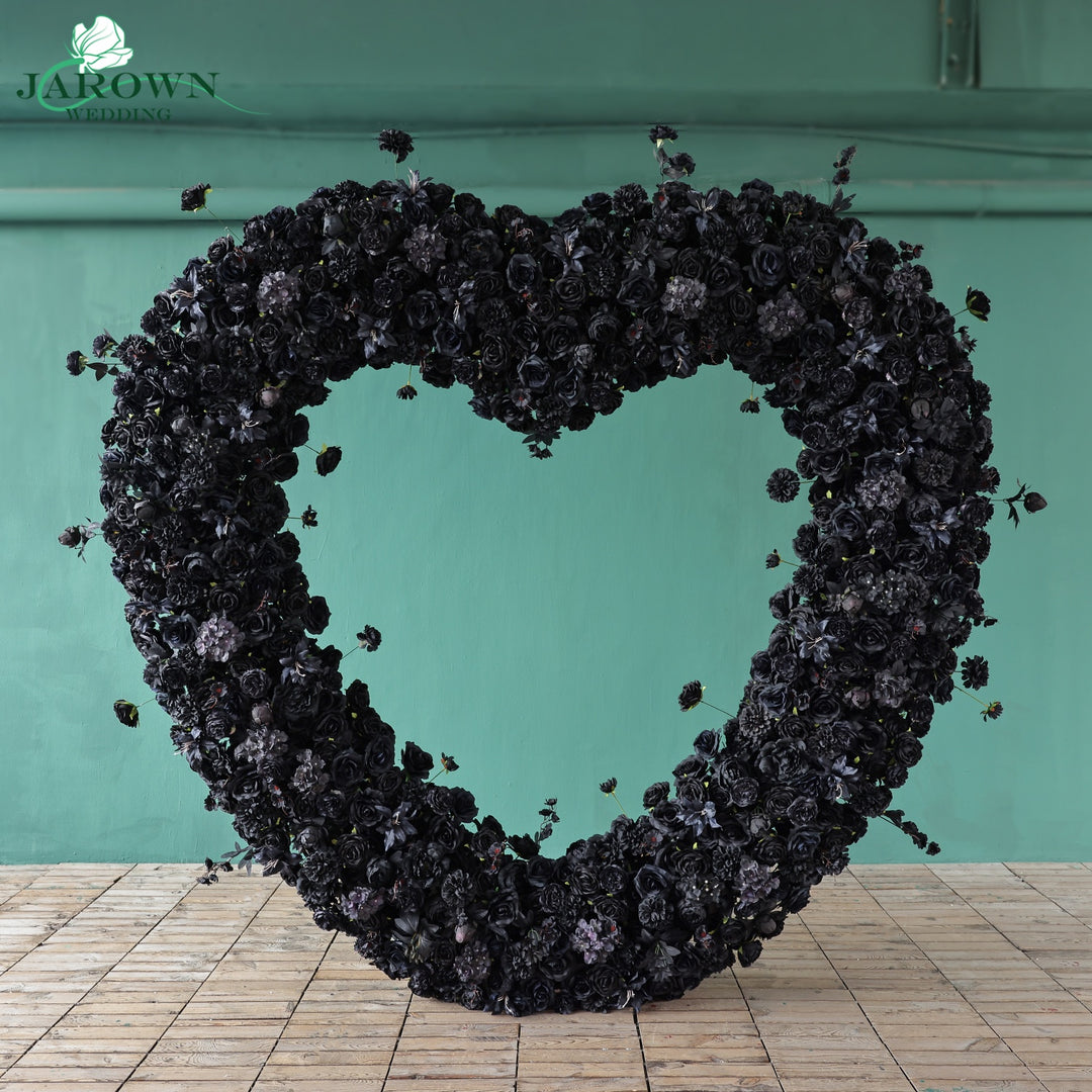 Heart-Shaped Flower Arch in Black