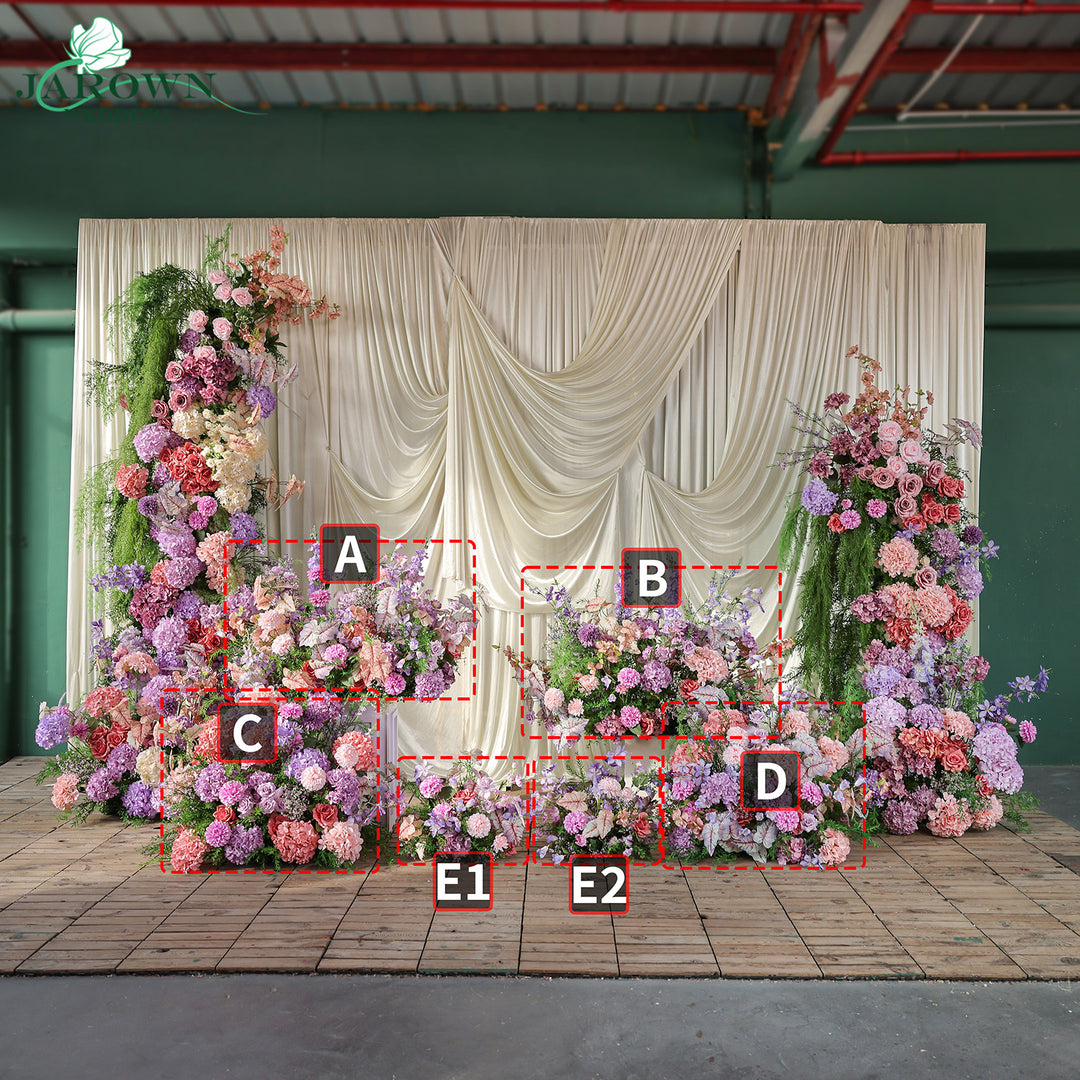 Runner & Aisle & Centerpiece & Open-Ended Flower Arch in Purple/Pink/Champagne