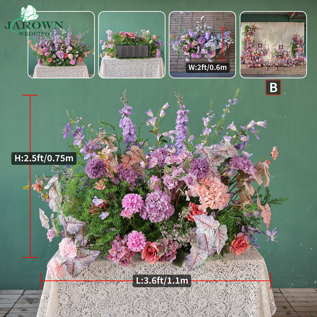 Runner & Aisle & Centerpiece & Open-Ended Flower Arch in Purple/Pink/Champagne