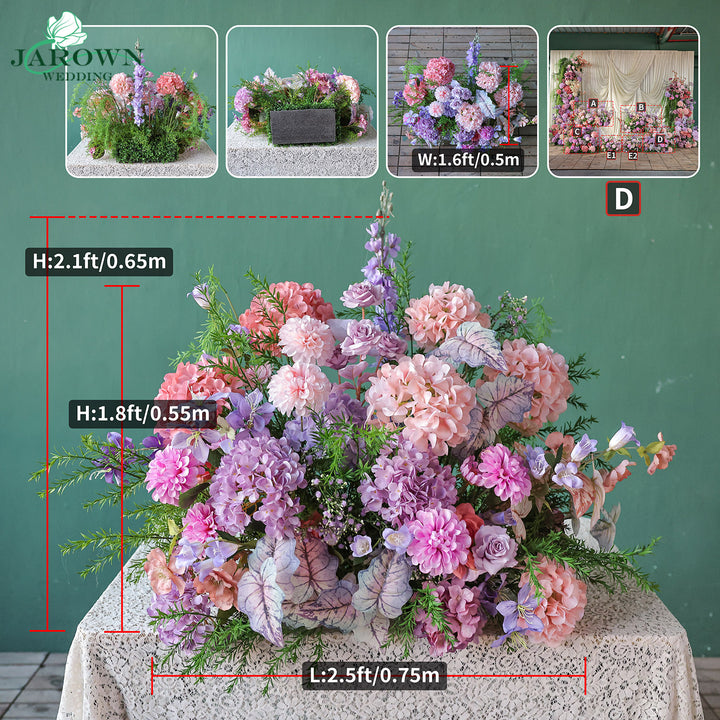 Runner & Aisle & Centerpiece & Open-Ended Flower Arch in Purple/Pink/Champagne