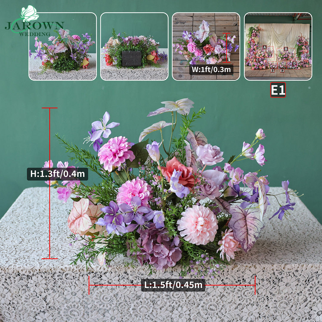 Runner & Aisle & Centerpiece & Open-Ended Flower Arch in Purple/Pink/Champagne