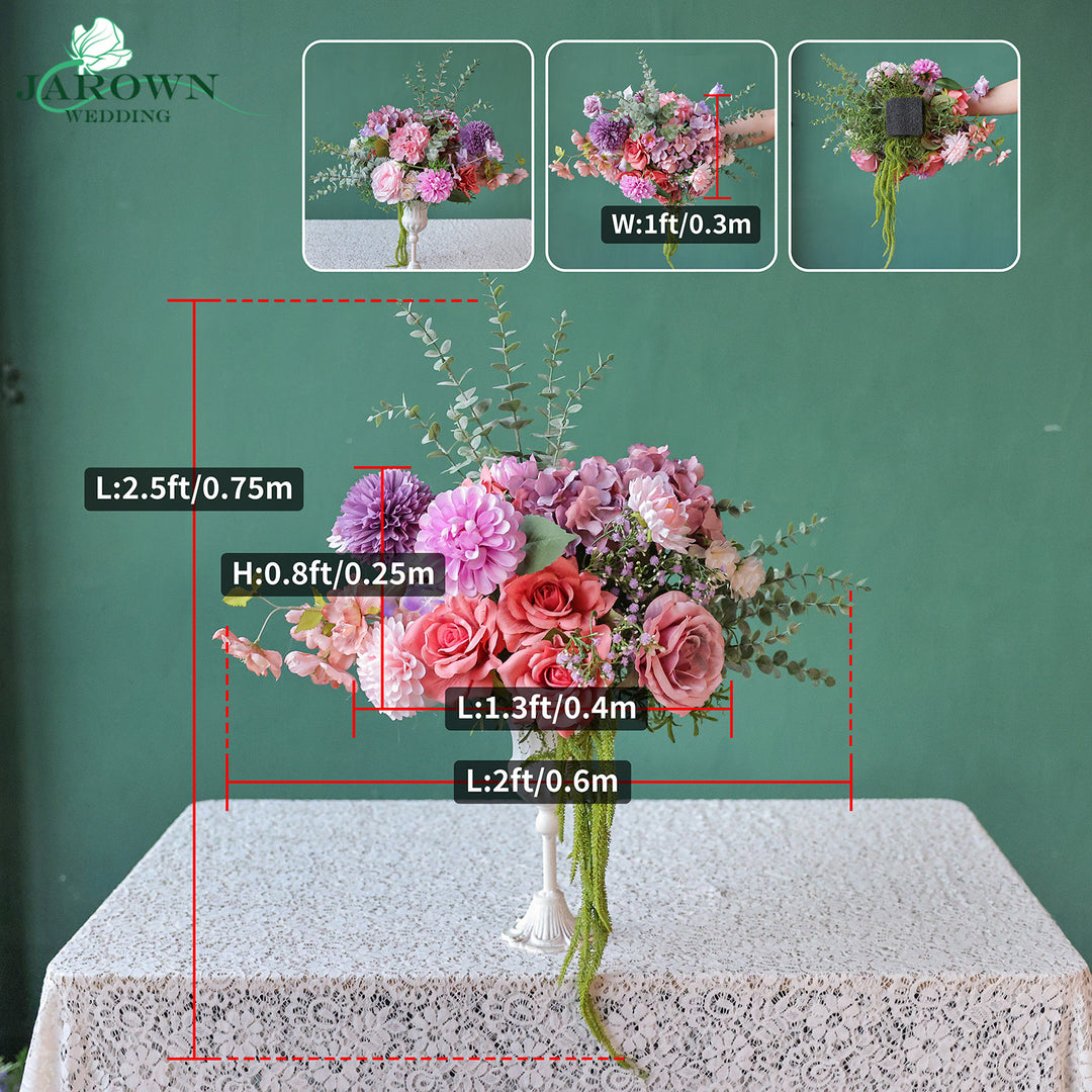 Runner & Aisle & Centerpiece & Open-Ended Flower Arch in Purple/Pink/Champagne